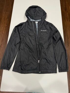 Columbia Black Hooded Windbreaker Jacket with Grey Lining *unisex*
